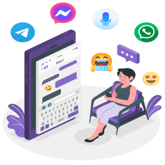 illustration of a conversation and notification use-case